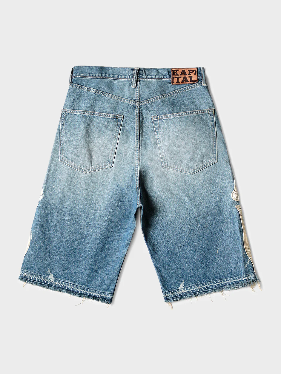 Blue Denim Bone Shorts - Image 3
