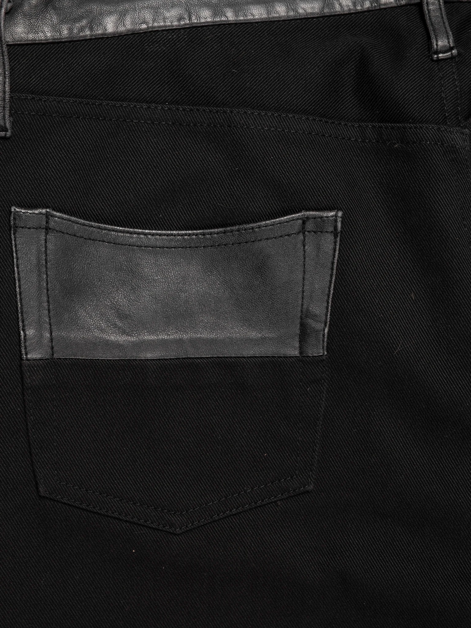 'Arts & Crafts" Distressed Leather-trimmed Pants - Image 3