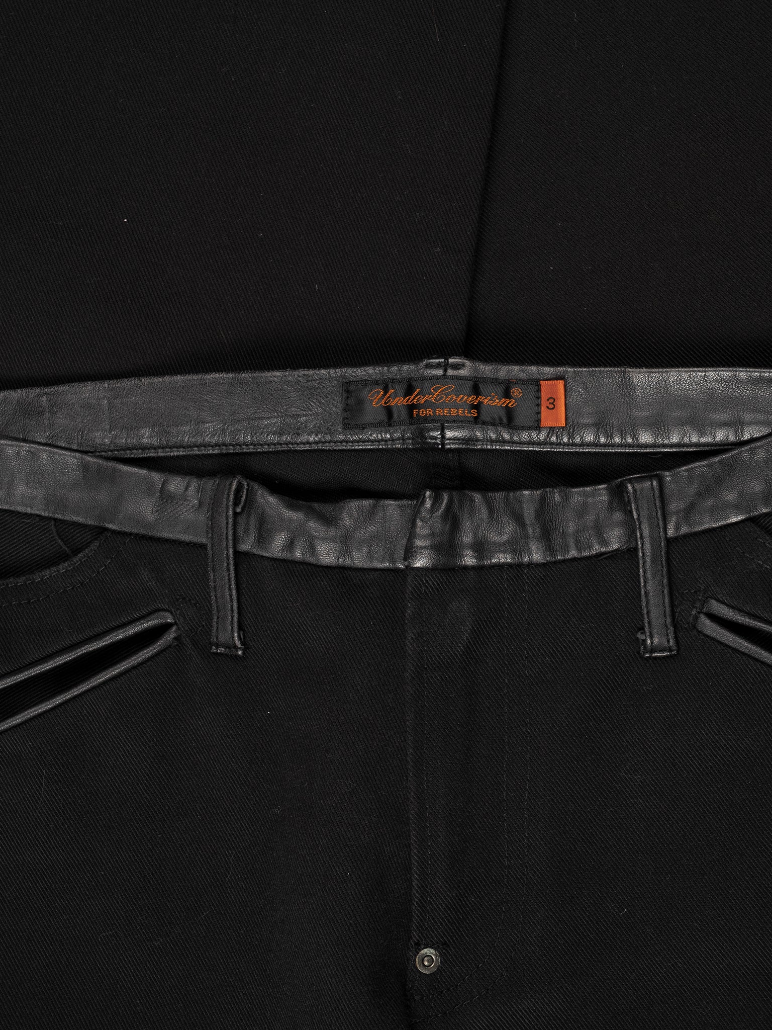 'Arts & Crafts" Distressed Leather-trimmed Pants - Image 4