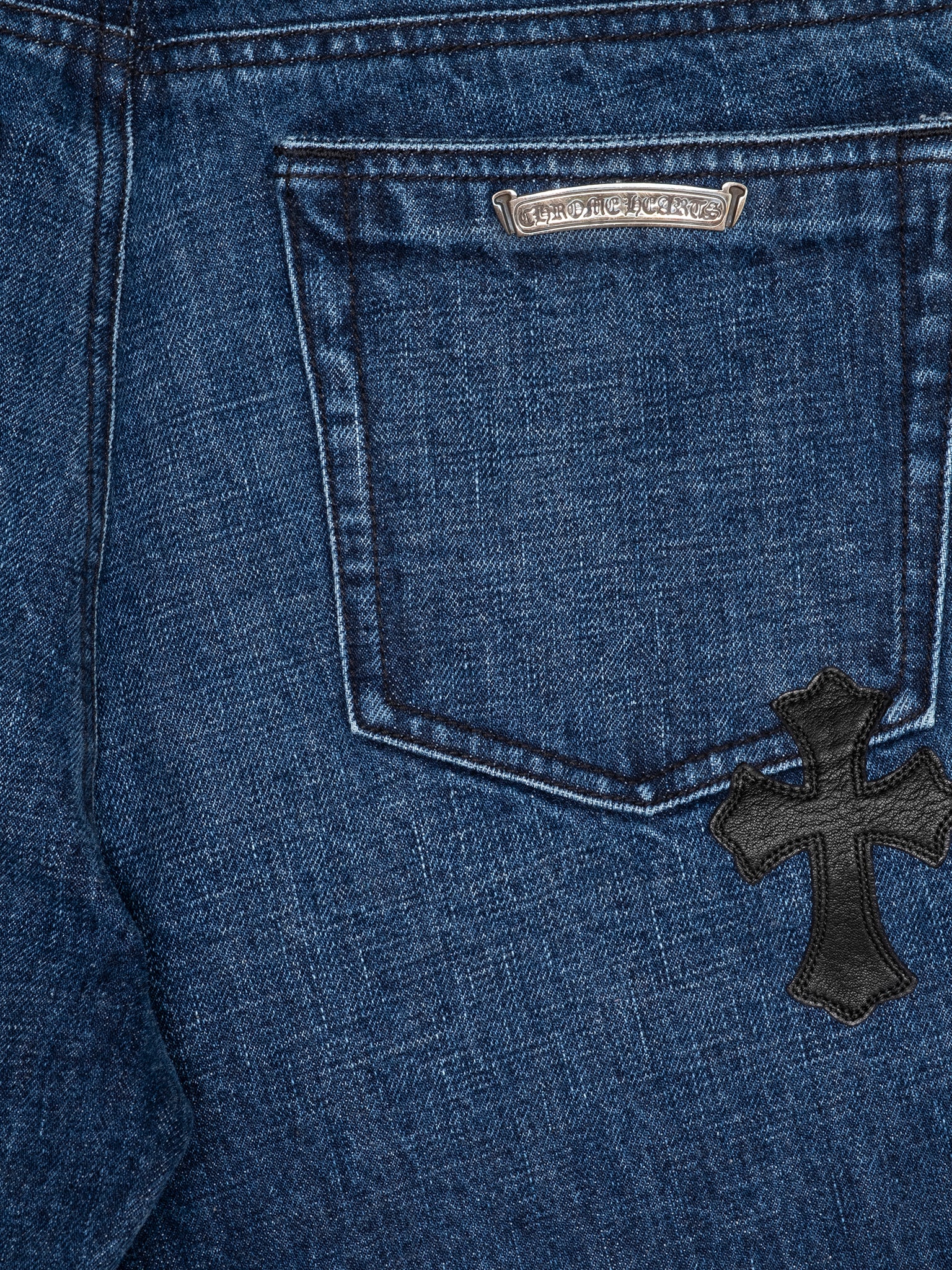 Leather Patch Jean Shorts - Image 3