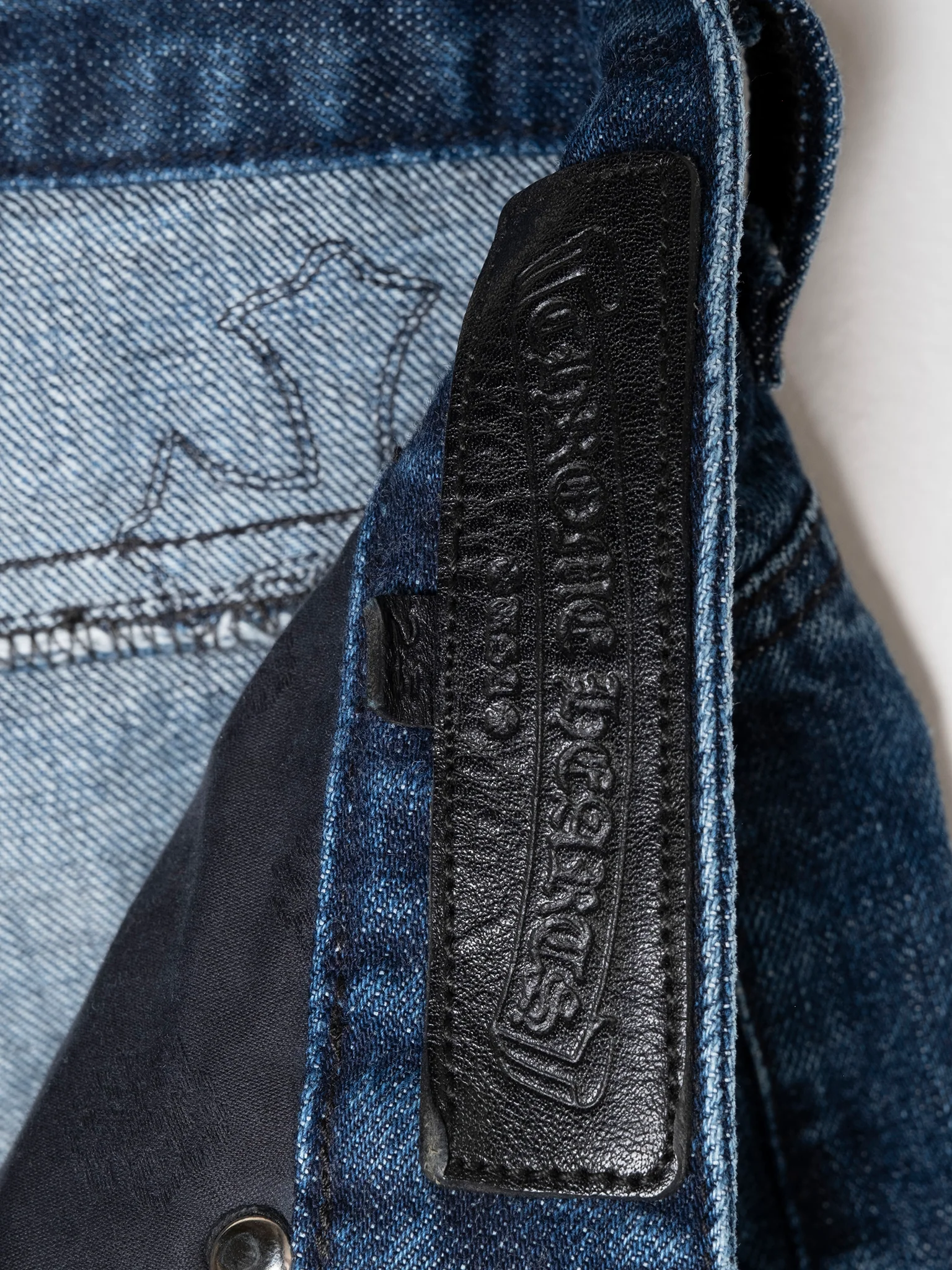 Leather Patch Jean Shorts - Image 4