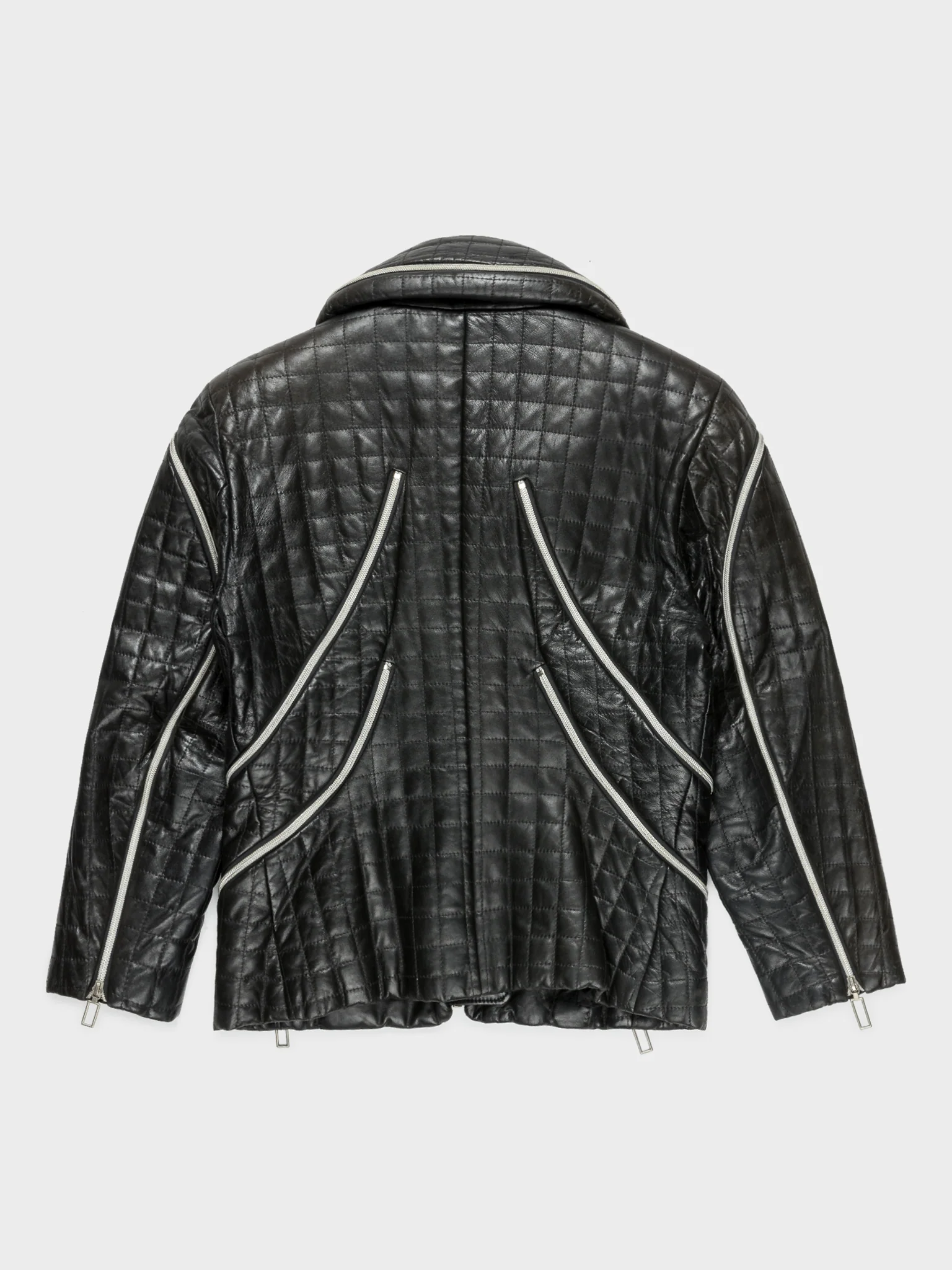 Quilted Leather Zip Jacket - Image 3